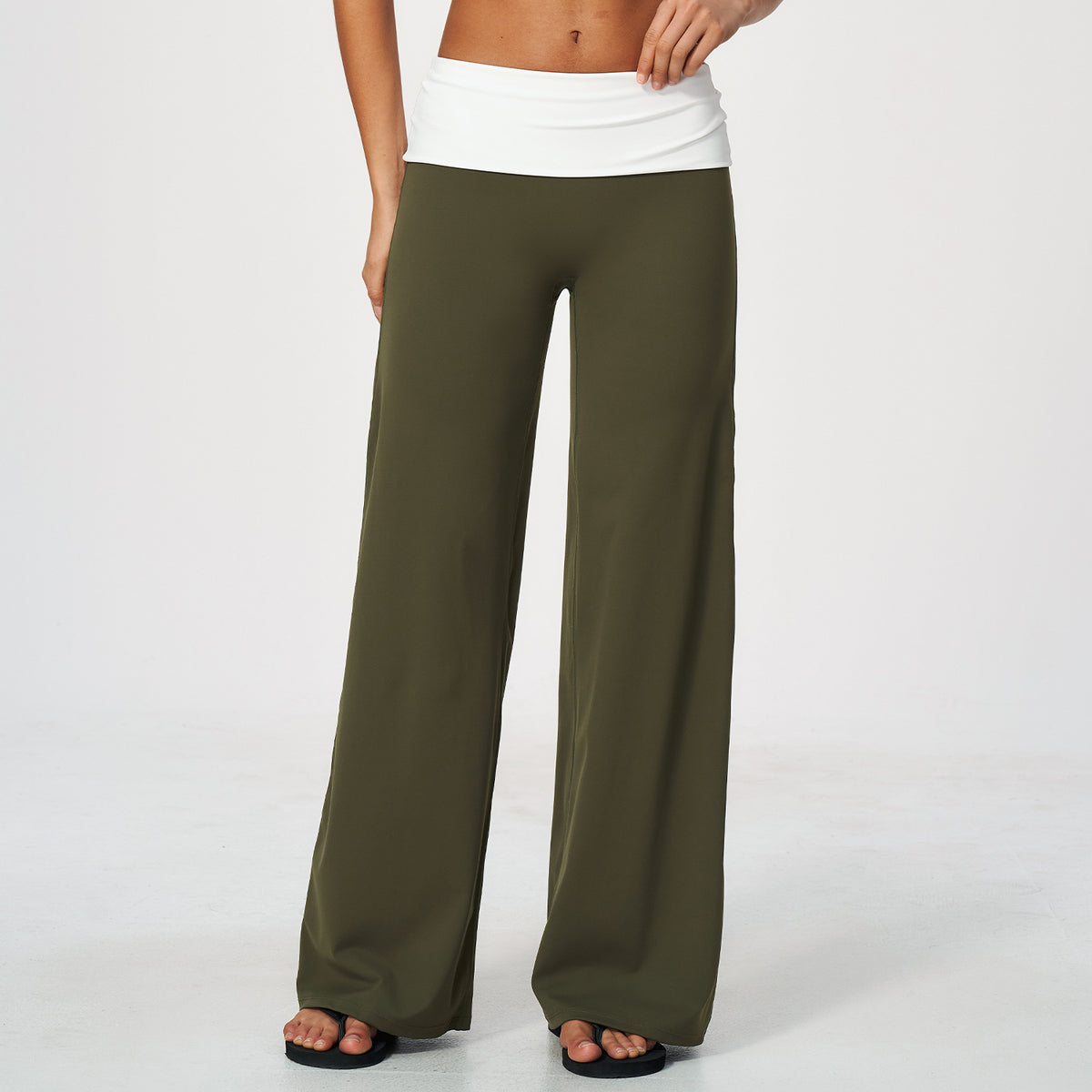 Wholesale Brushed Wide-Leg Yoga Pants | Bulk Butt-Lifting Activewear Pants 9666 | fouregg
