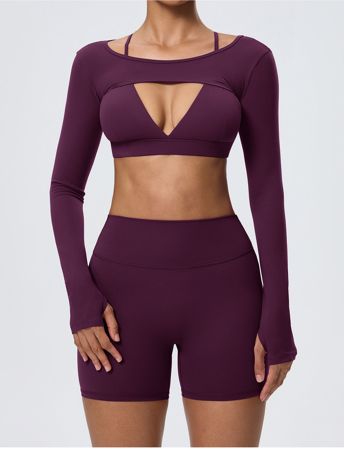 Wholesale Women’s Long-Sleeve Yoga Cover-Up | Bulk Stretch Activewear 62538 | fouregg