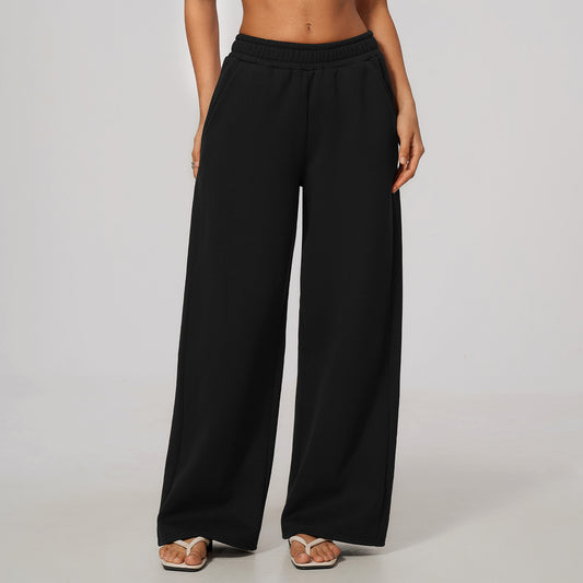 Wholesale Women’s Fleece Sports Pants | Bulk Warm Casual & Fitness Sweatpants 3615 | fouregg - Black