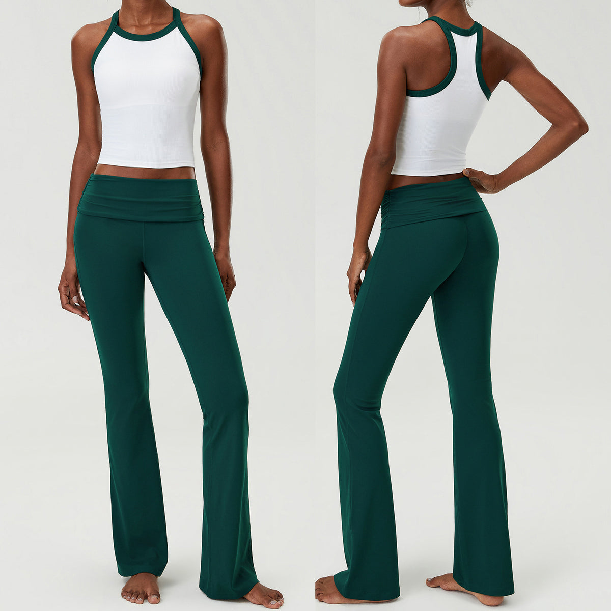 Wholesale Plus Size Women’s Fitness Set | Bulk Sculpting Running & Workout Wear | fouregg - Vintage Green
