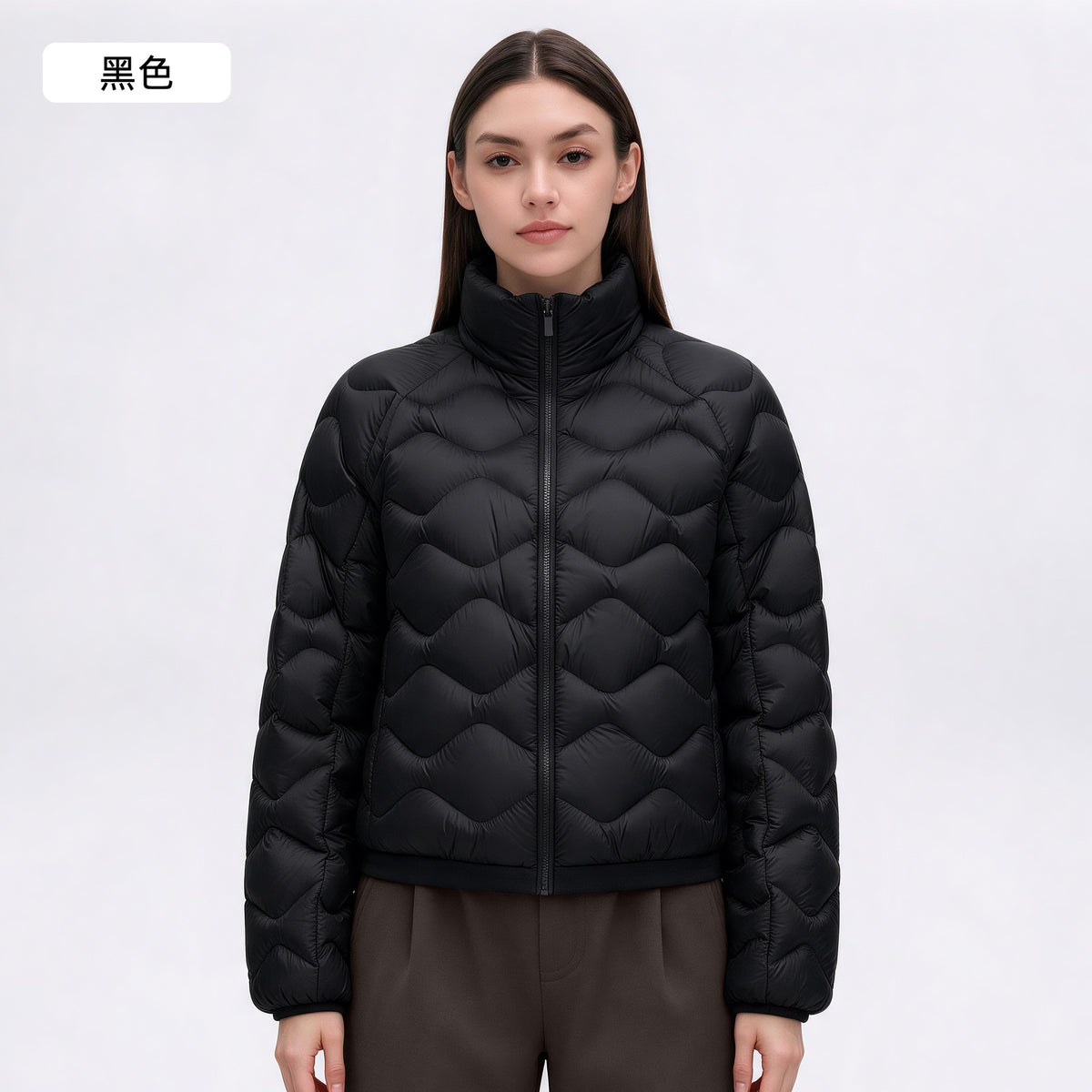 Wholesale Women’s Packable Puffer Jacket D26112 | Lightweight Thermal Outdoor Sports Outerwear | fouregg - Black
