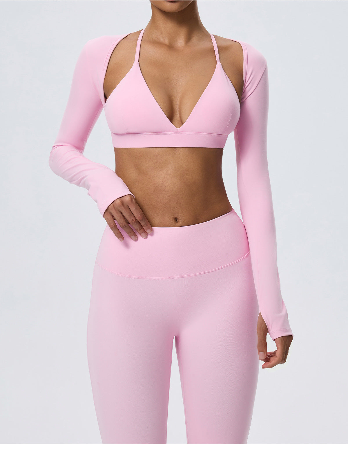 Wholesale Women’s Double-Brushed Yoga Set | Bulk 3-Piece Sculpting Fitness & Running Wear | fouregg