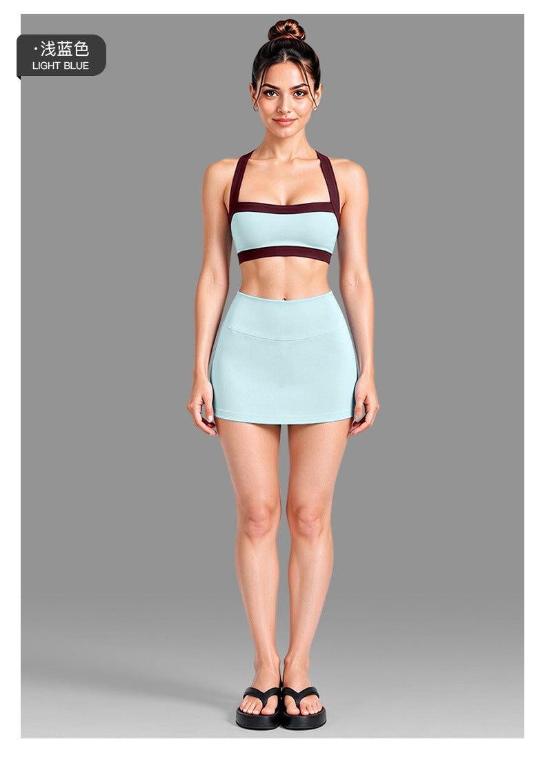 Wholesale Women’s Activewear Set | Color-Block Workout Bra & Low-Waisted Casual Fitness Pants | fouregg