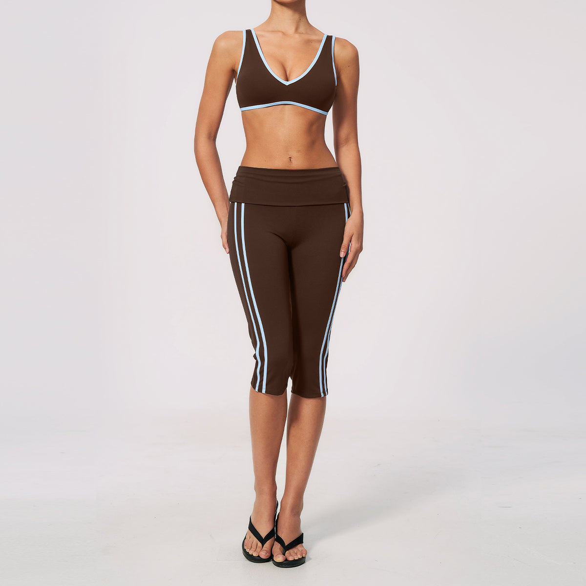 Custom Private Label 3588 New High Elasticity Fold-Over Waistband Yoga Set | Naked-Feel | Wholesale | fouregg