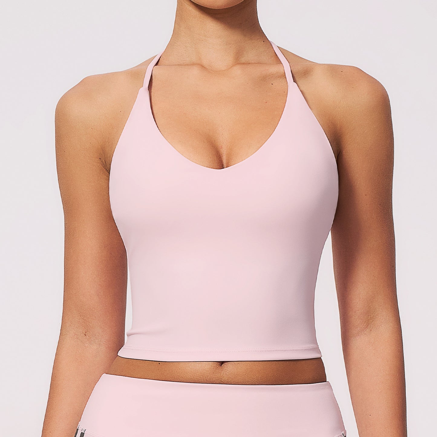 Custom Private Label 3588 Halter Neck V-Neck Sports Bra with Pads | Wholesale | fouregg