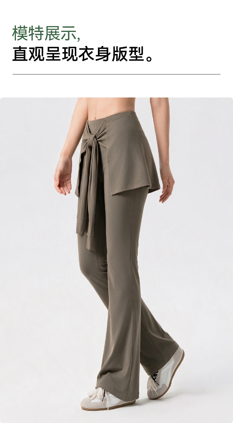 Wholesale Women’s Pilates Flare Leggings | Slimming Draped Wide-Leg Workout Pants | fouregg