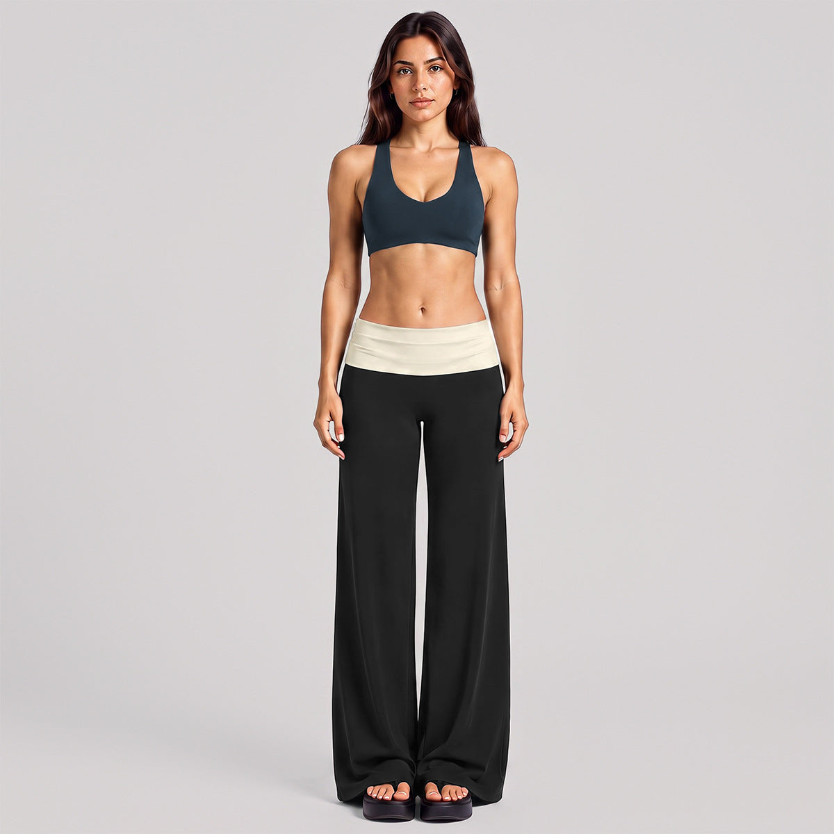 Wholesale Women’s Activewear Set | High-Support Racerback Bra & Color-Block Workout Leggings | fouregg - Underwear + Pants, Blueberry