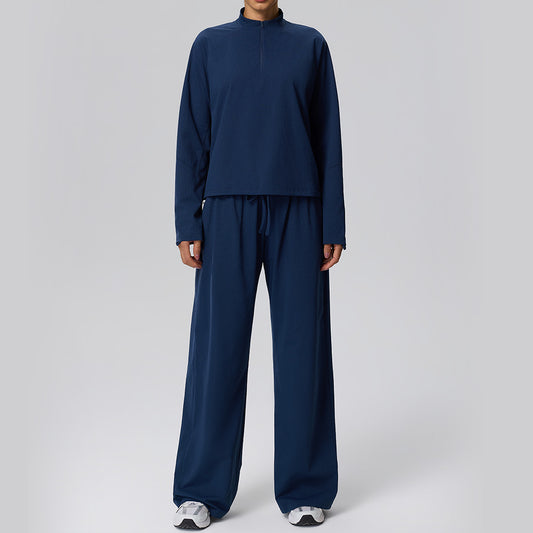 Wholesale Waffle Fabric Long-Sleeve Top & Casual Pants 2-Piece Sports Set | fouregg