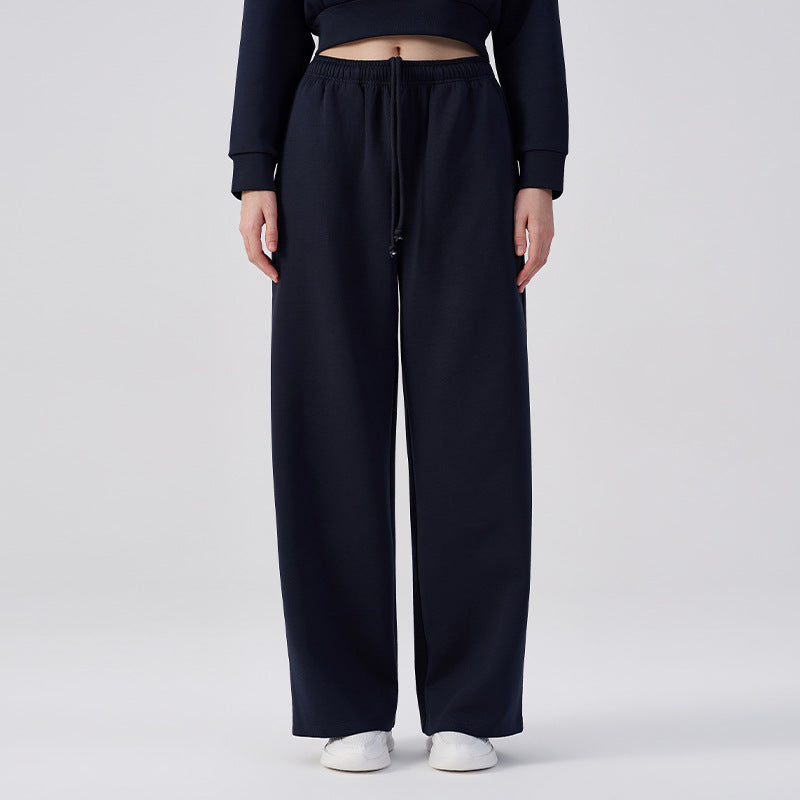 Wholesale Women’s Wide-Leg Pants | Bulk Drapey High-Waist Casual Trousers | fouregg - Navy Blue