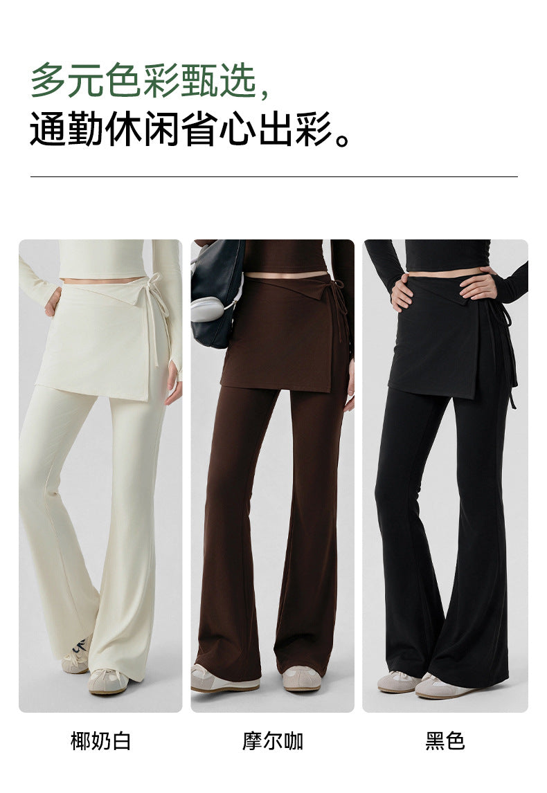 Wholesale Women’s Flare Yoga Pants | Bulk Butt-Lifting Leggings with Anti-Exposure Overlay | fouregg