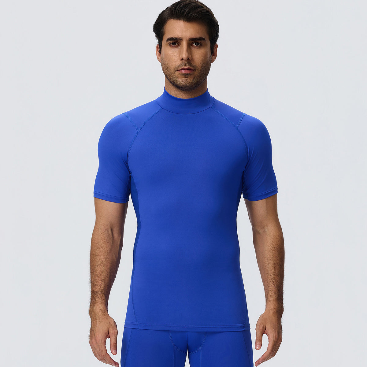 Wholesale Men’s Sculpting Workout Shirt 61207 | Slim-Fit Short Sleeve Running & Training Top | fouregg - Royal Blue