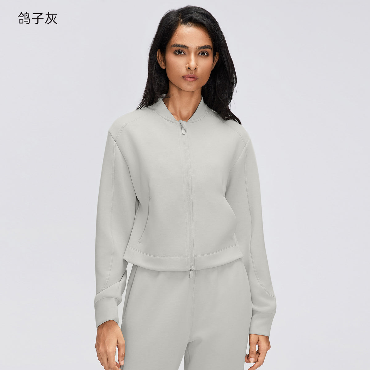 Wholesale Women’s Casual Activewear Jacket D26156 | Cropped Long-Sleeve Training Top | fouregg - Dove Gray
