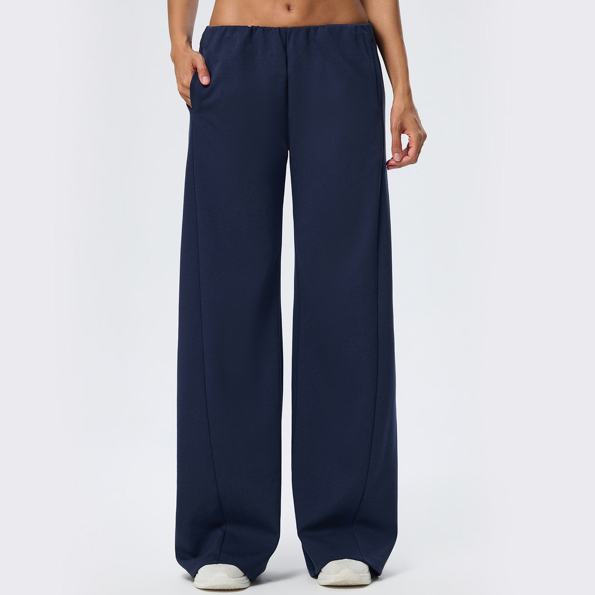 Wholesale Winter Wide-Leg Sweatpants | Relaxed-Fit Heat-Retention Activewear Trousers | fouregg - Navy Blue