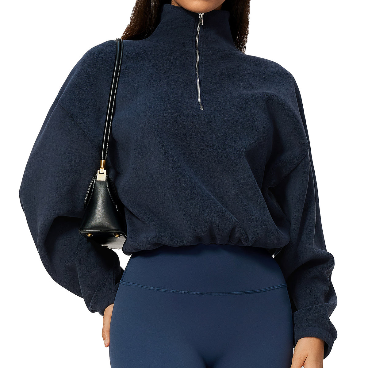 Wholesale Women’s Half-Zip Sports Top | Bulk Relaxed-Fit Color Block Sweatshirt 3619 | fouregg