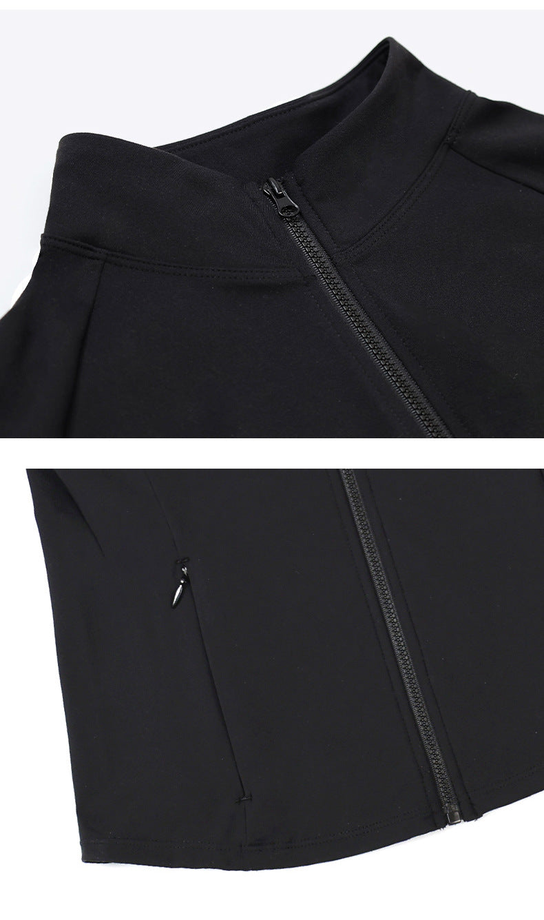 Wholesale Women’s Activewear Set | Color-Block High-Neck Jacket & Quick-Dry Workout Trousers | fouregg