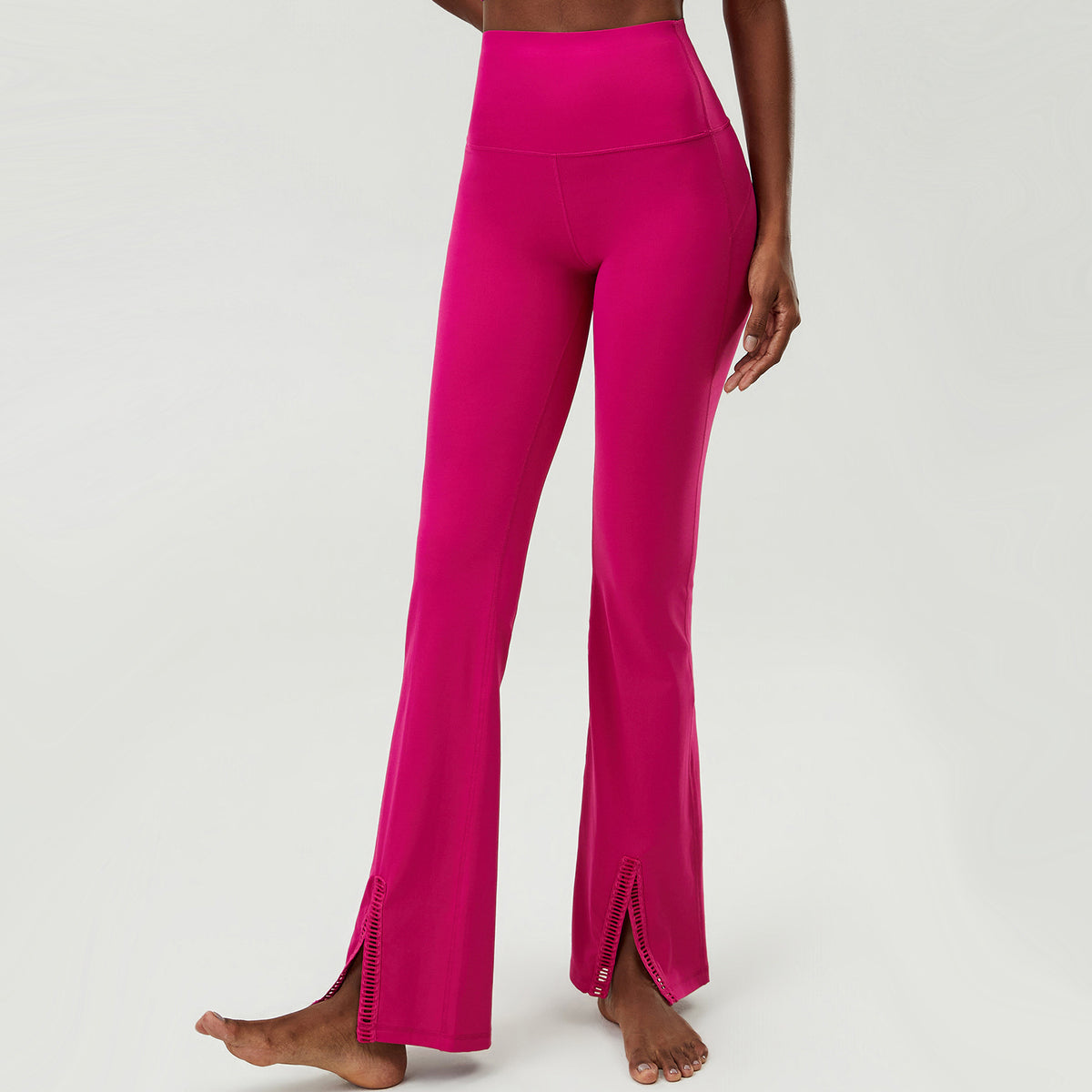Wholesale Plus Size Women’s Flare Leggings | Bulk Slimming Running & Fitness Pants | fouregg - Pink