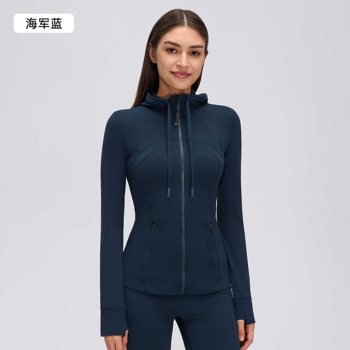 Wholesale Women’s Pilates Sports Jacket D26162 | Slimming Long-Sleeve Fitness & Yoga Outerwear | fouregg - Navy Blue