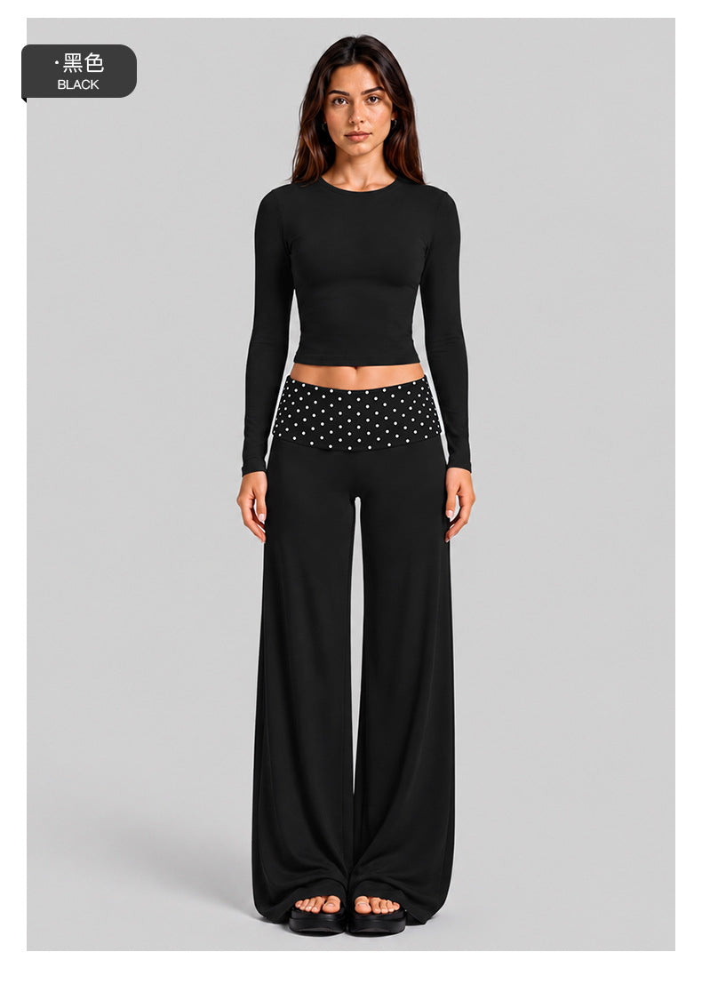 Wholesale Women’s Activewear Set | Fitted Sports Tank & Color-Block Polka Dot Workout Pants | fouregg