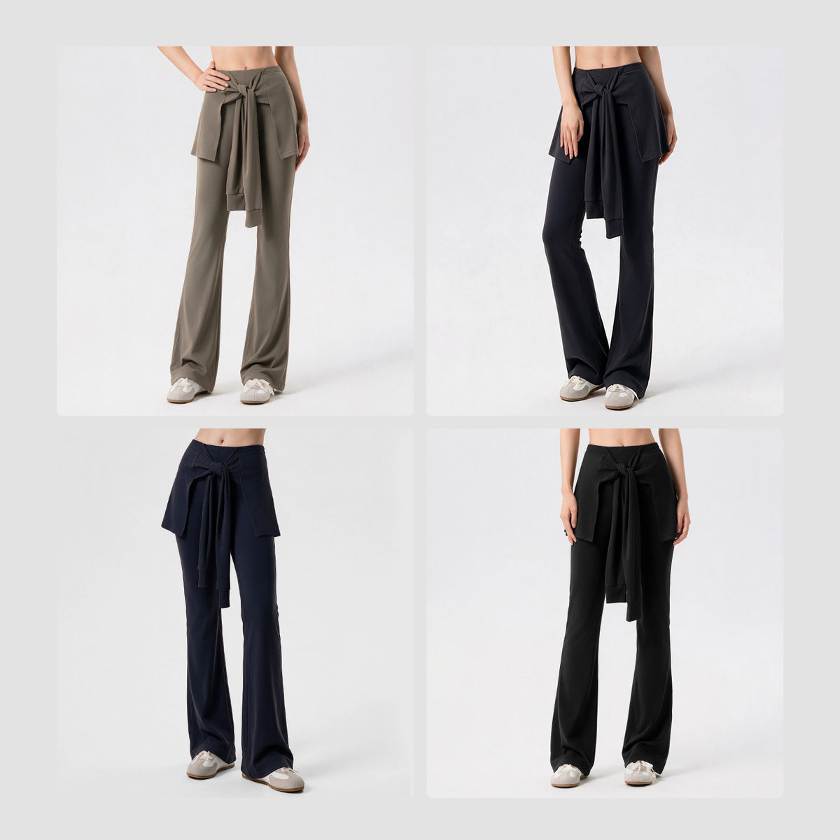 Wholesale Women’s Pilates Flare Leggings | Slimming Draped Wide-Leg Workout Pants | fouregg