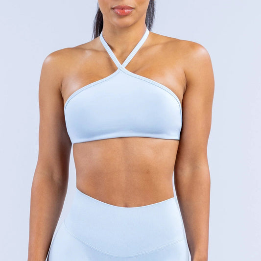 Wholesale Women’s Activewear Top | Quick-Dry Crisscross Halter Tank for Running & Pilates | fouregg - Underwear Misty Blue