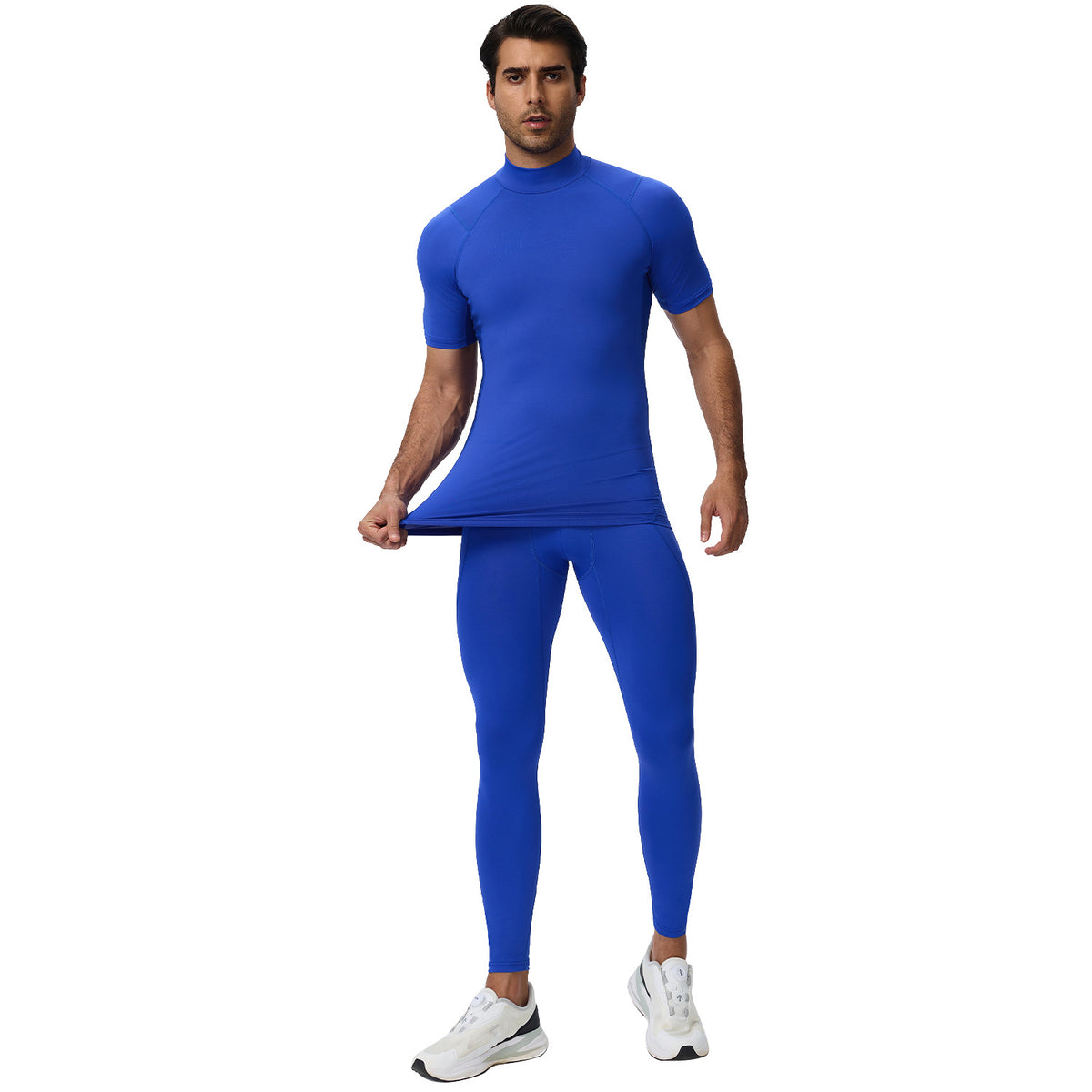 Wholesale Men’s Sculpting Workout Set | High-Stretch T-Shirt & Slim-Fit Fitness Pants | fouregg