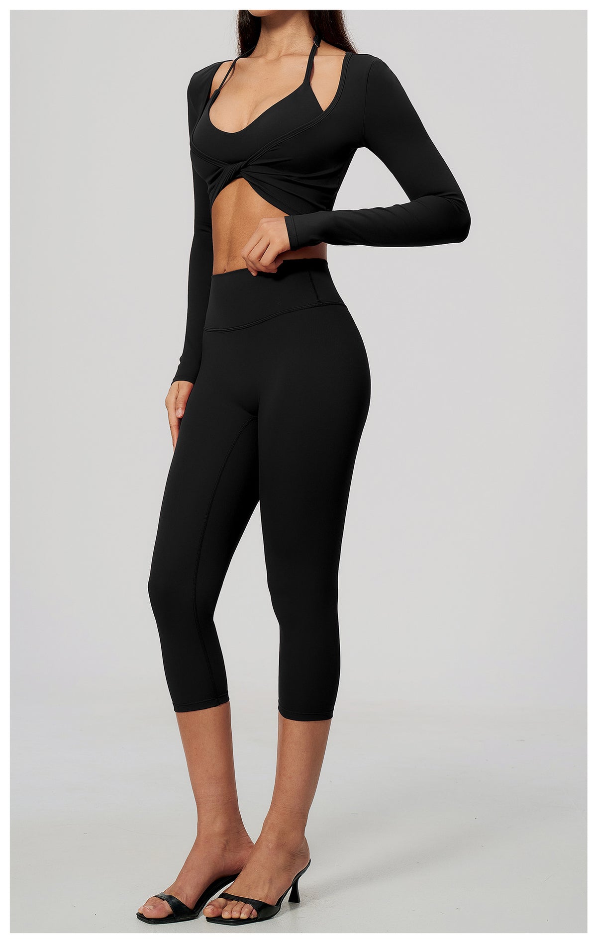 Wholesale Brushed Activewear Set 5529 | Tummy-Control, Butt-Lifting Yoga & Running Outfit | fouregg