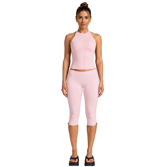 Wholesale Women’s Activewear Set | Halter Neck Workout Top & High-Stretch Pilates Leggings | fouregg