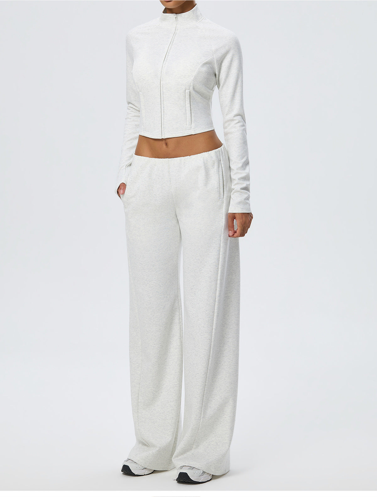 Wholesale Thermal Activewear Set | Cotton-Feel Long-Sleeve Top & Wide-Leg Trousers | fouregg