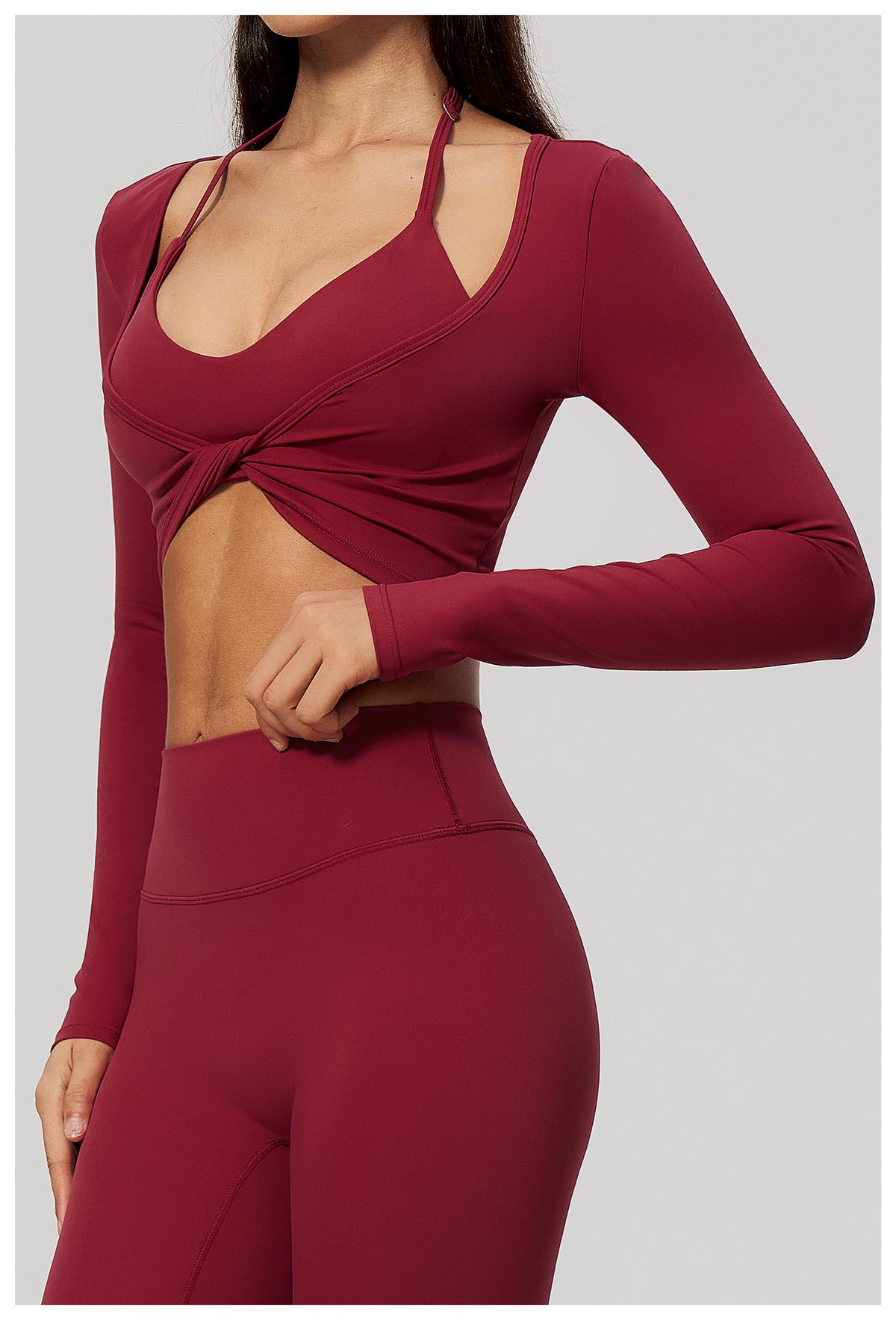Wholesale Women’s Brushed Pilates Top 5529 | High-Stretch Breathable Cropped Workout Shirt | fouregg
