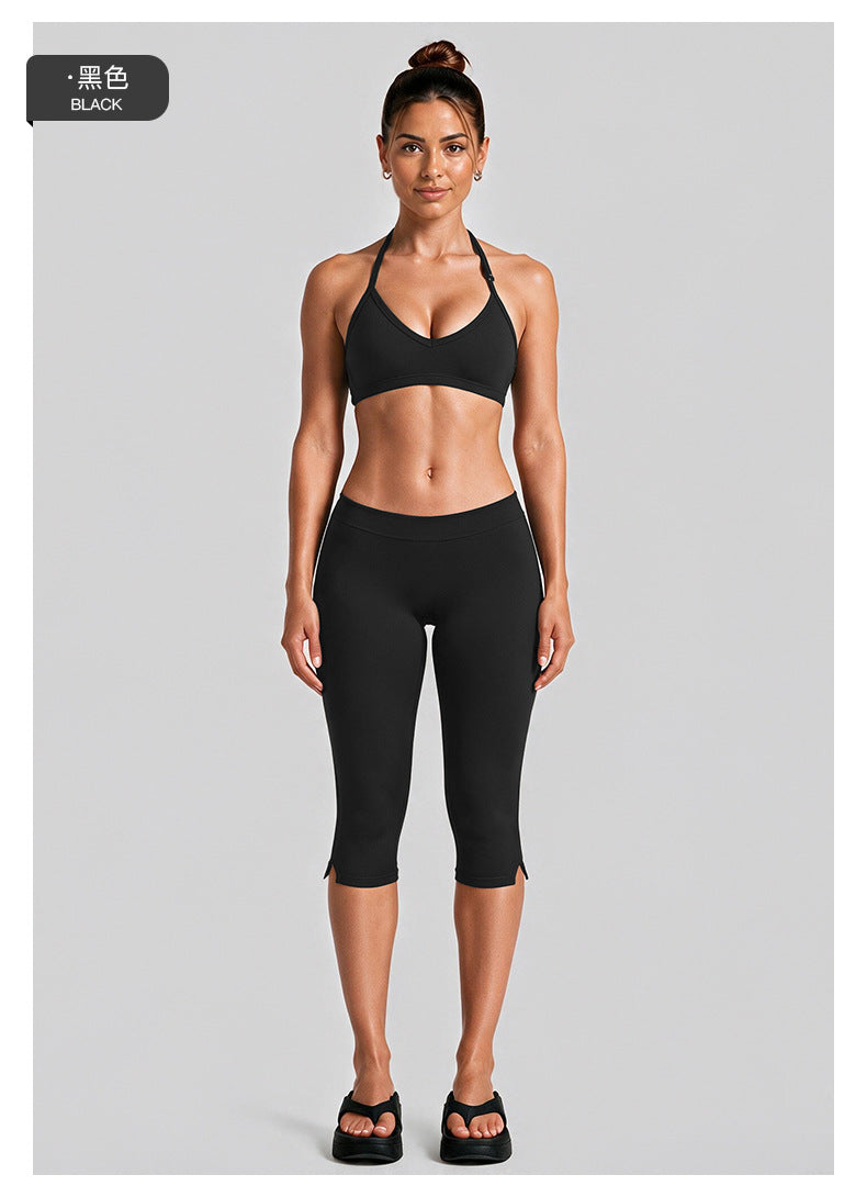 Wholesale Women’s Quick-Dry Activewear Set | Backless Halter Top & Mid-Length Workout Pants | fouregg