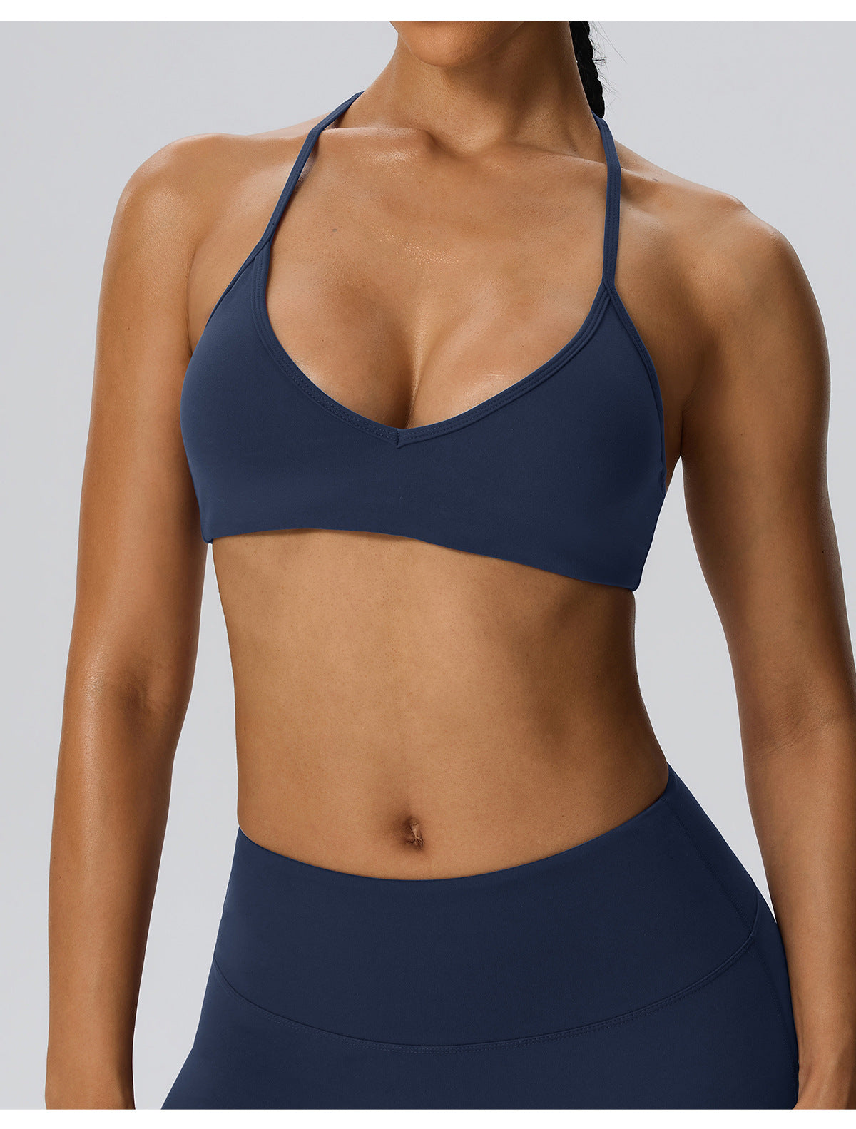 Wholesale Women’s Double-Brushed Sports Bra | Bulk V-Neck Halter Fitness & Yoga Wear 62767 | fouregg