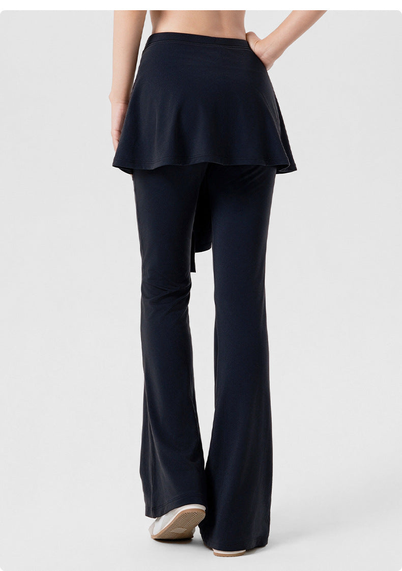 Wholesale Women’s Pilates Flare Leggings | Slimming Draped Wide-Leg Workout Pants | fouregg