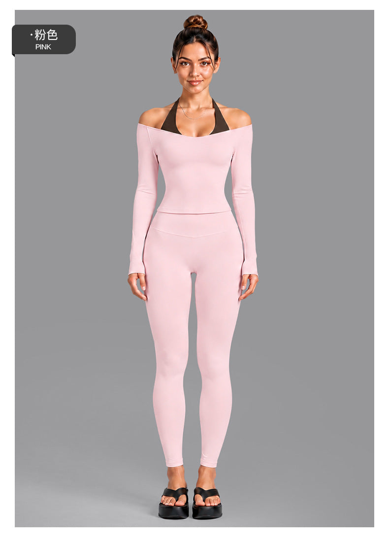 Wholesale Women’s Activewear Set | Double-Layer Halter Sports Top & Breathable Fitness Leggings | fouregg