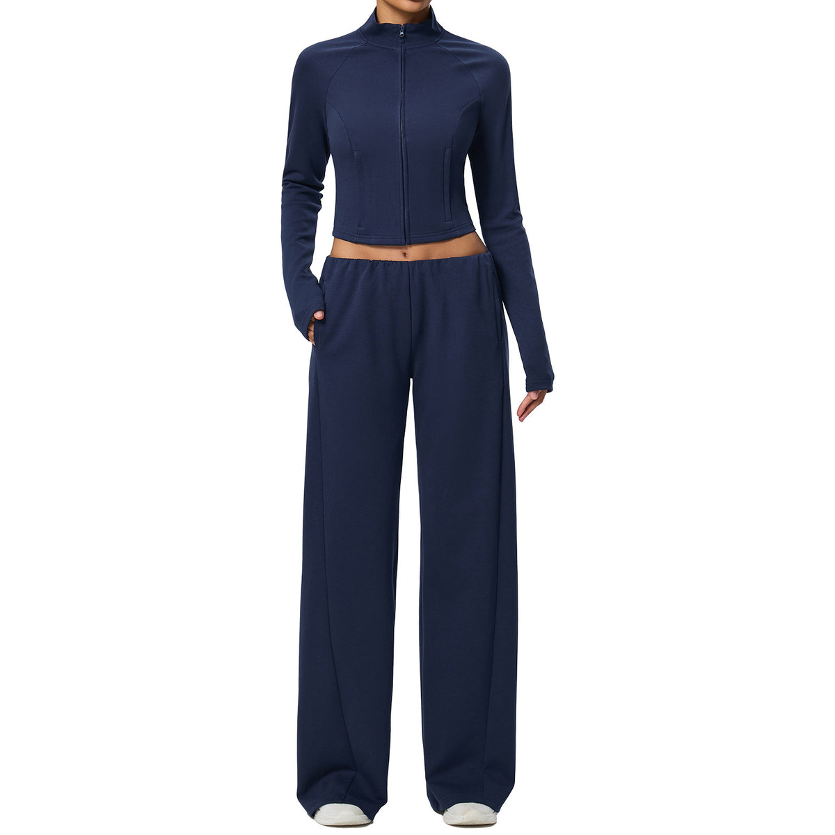 Wholesale Thermal Activewear Set | Cotton-Feel Long-Sleeve Top & Wide-Leg Trousers | fouregg