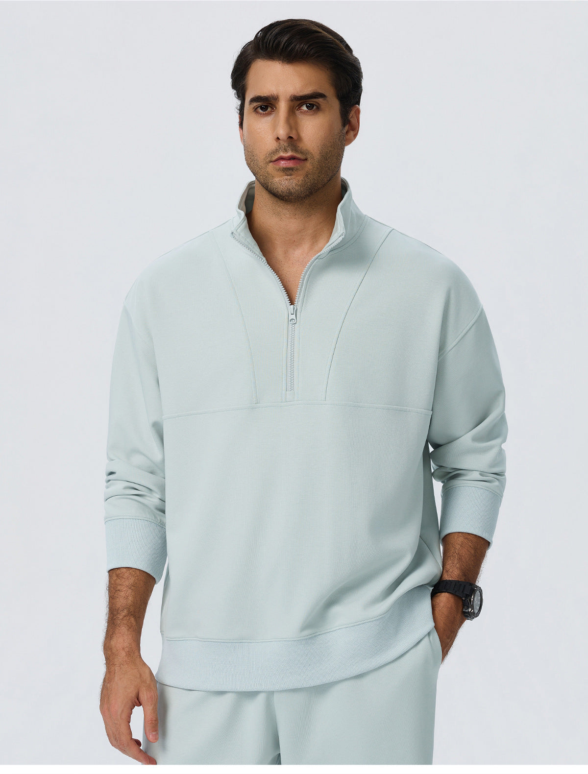 Wholesale Men’s Half-Zip Sports Pullover | Bulk Relaxed-Fit Thermal Workout Top 61531 | fouregg