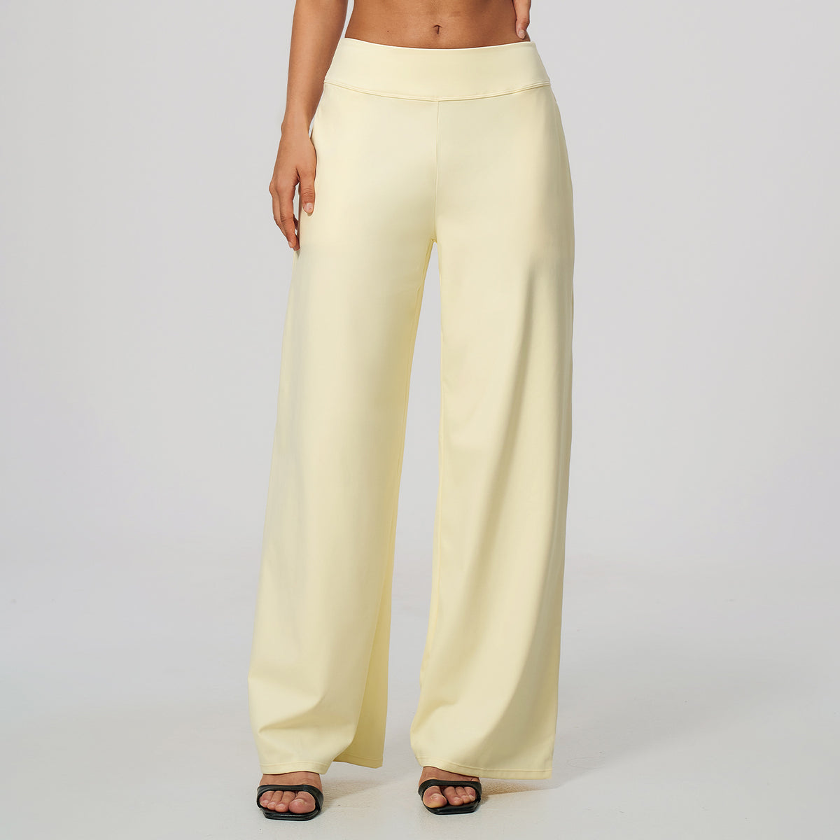 Wholesale Women’s Brushed Sweatpants | Bulk Low-Rise Relaxed-Fit Running Pants 5555 | fouregg - Cream Yellow