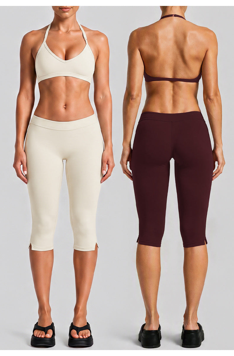 Wholesale Women’s Quick-Dry Activewear Set | Backless Halter Top & Mid-Length Workout Pants | fouregg