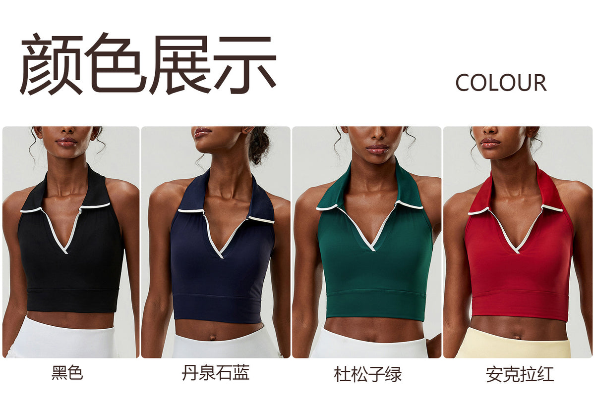 Wholesale Women’s Halter Sports Bra | Bulk Stretch Tennis, Yoga & Badminton Top | fouregg