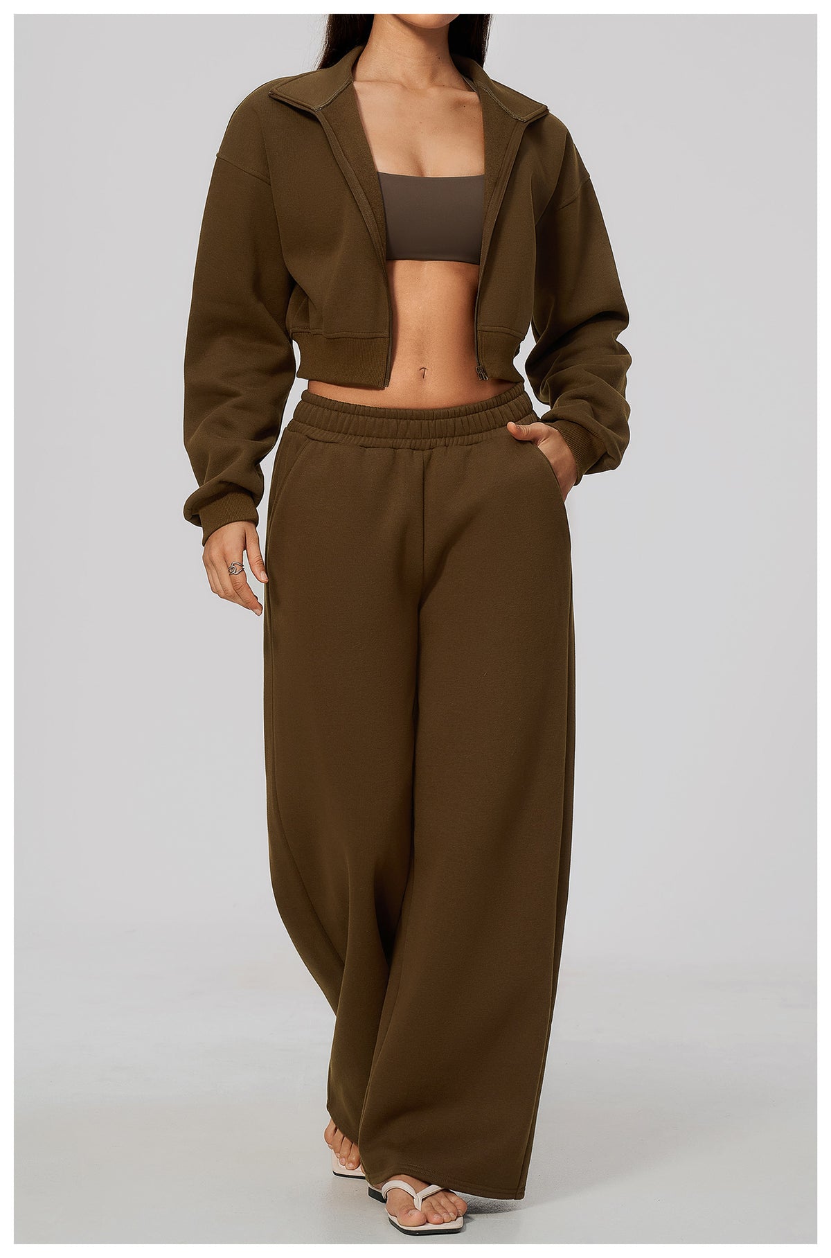 Wholesale Women’s Cropped Sports Jacket | Bulk Warm Windproof Fleece 3615 | fouregg