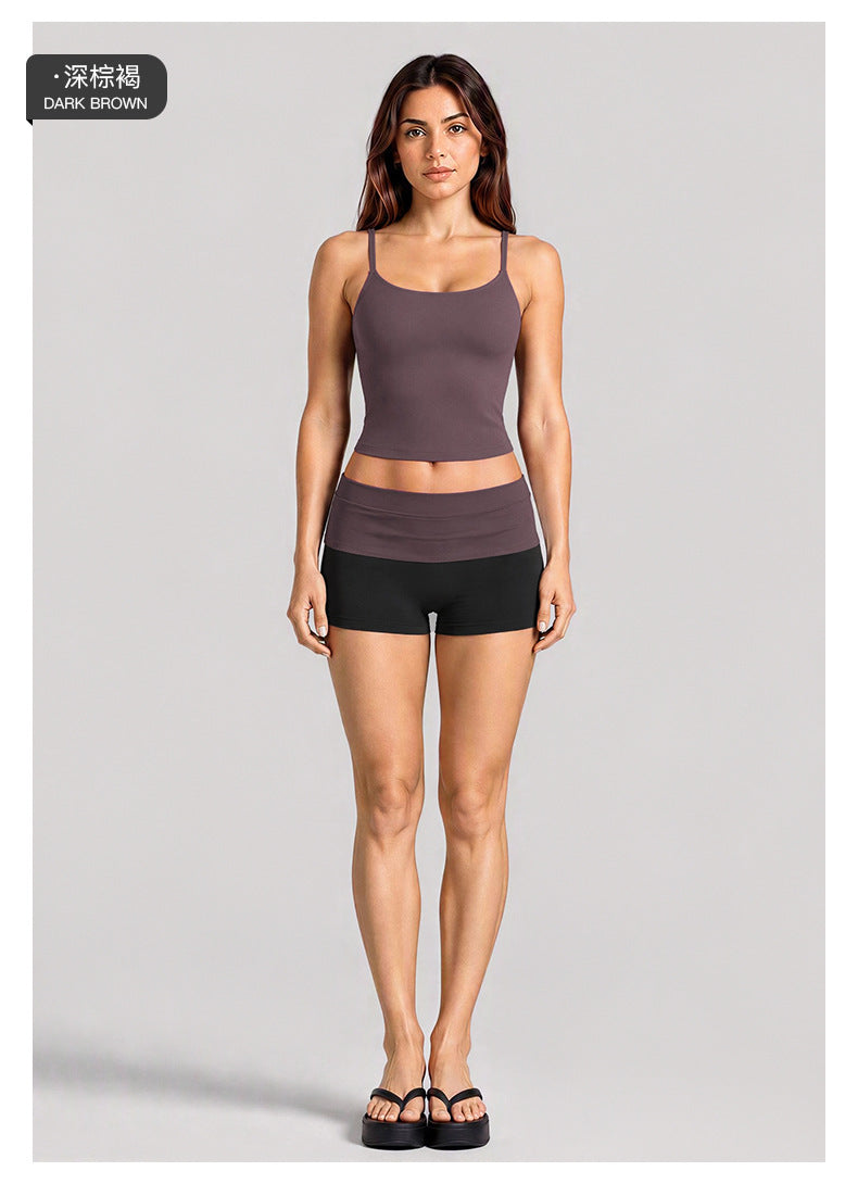 Wholesale Women’s Activewear Set | Backless Sports Tank & Color-Block High-Waisted Yoga Leggings | fouregg