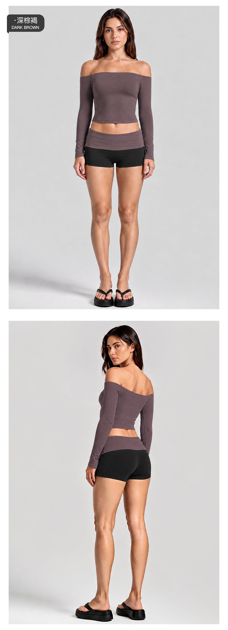 Wholesale Women’s Activewear Set | One-Shoulder Long Sleeve Top & High-Waisted Casual Yoga Pants | fouregg