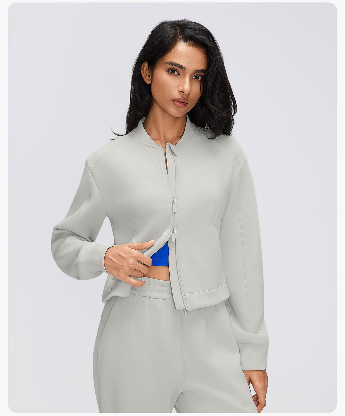 Wholesale Women’s Casual Activewear Jacket D26156 | Cropped Long-Sleeve Training Top | fouregg