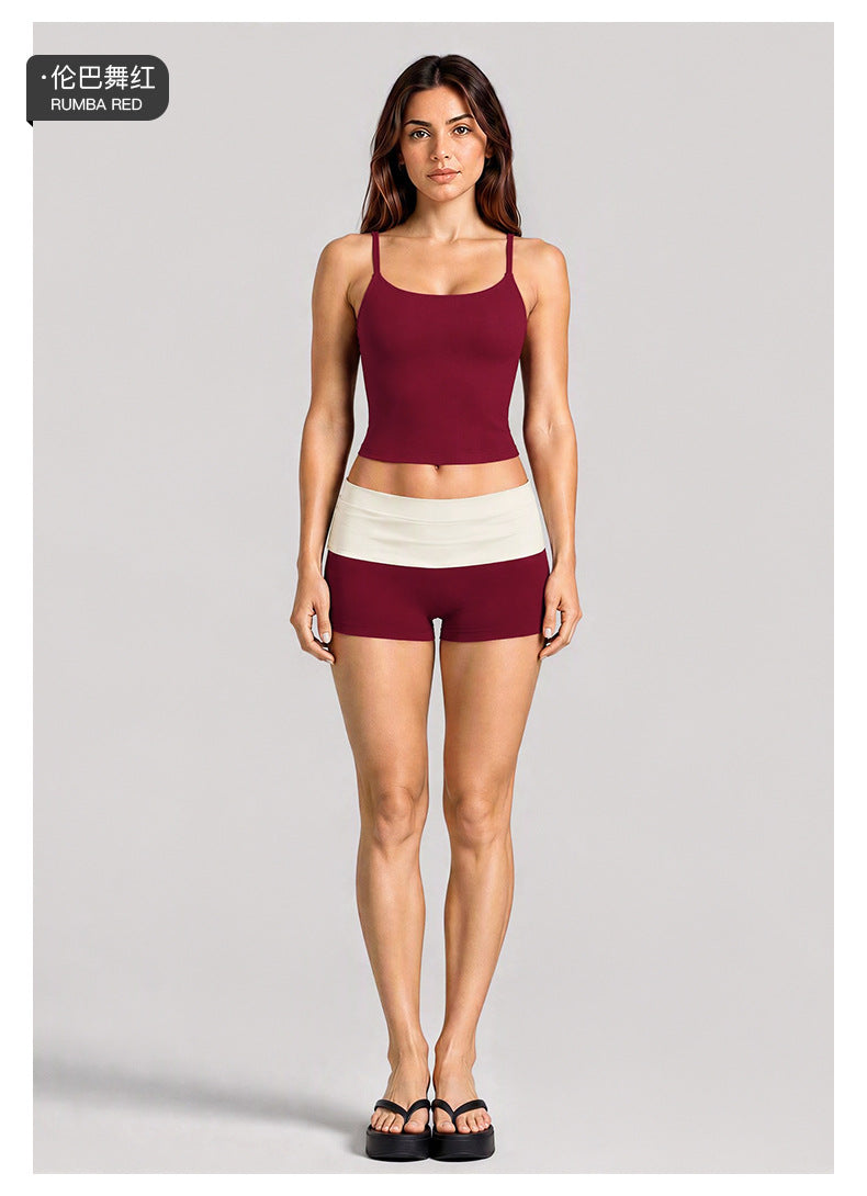 Wholesale Women’s Activewear Set | Backless Sports Tank & Color-Block High-Waisted Yoga Leggings | fouregg