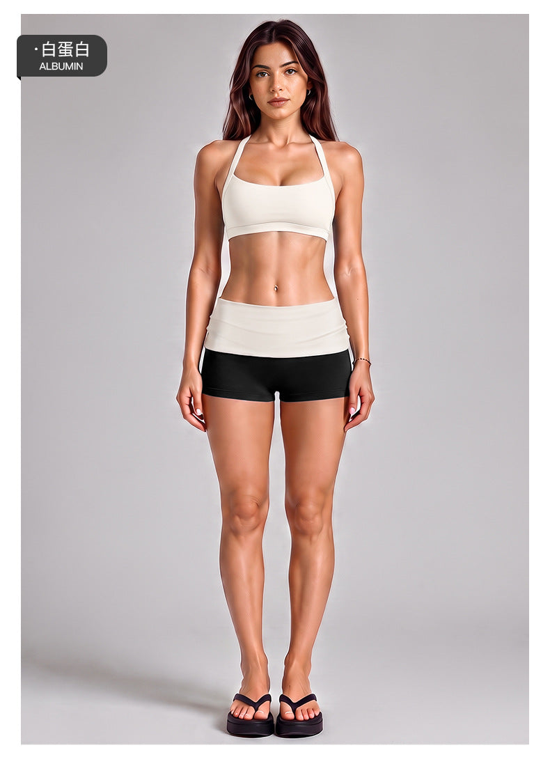 Wholesale Women’s Activewear Set | Workout Bra & Loose-Fit Color-Block Yoga Trousers | fouregg