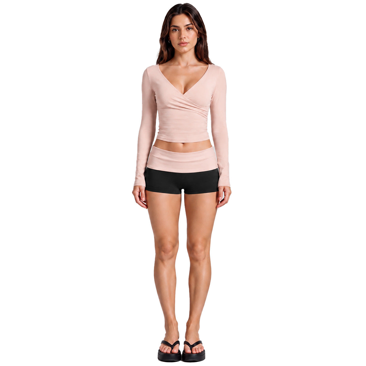 Wholesale Women’s Activewear Set | Quick-Dry Long Sleeve Off-Shoulder Top & High-Waisted Workout Pants | fouregg