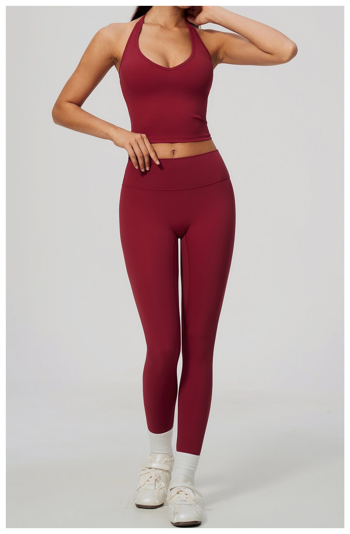 Wholesale Women’s Quick-Dry Activewear Set 5529 | Halter Tank & Sculpting Yoga Pants | fouregg