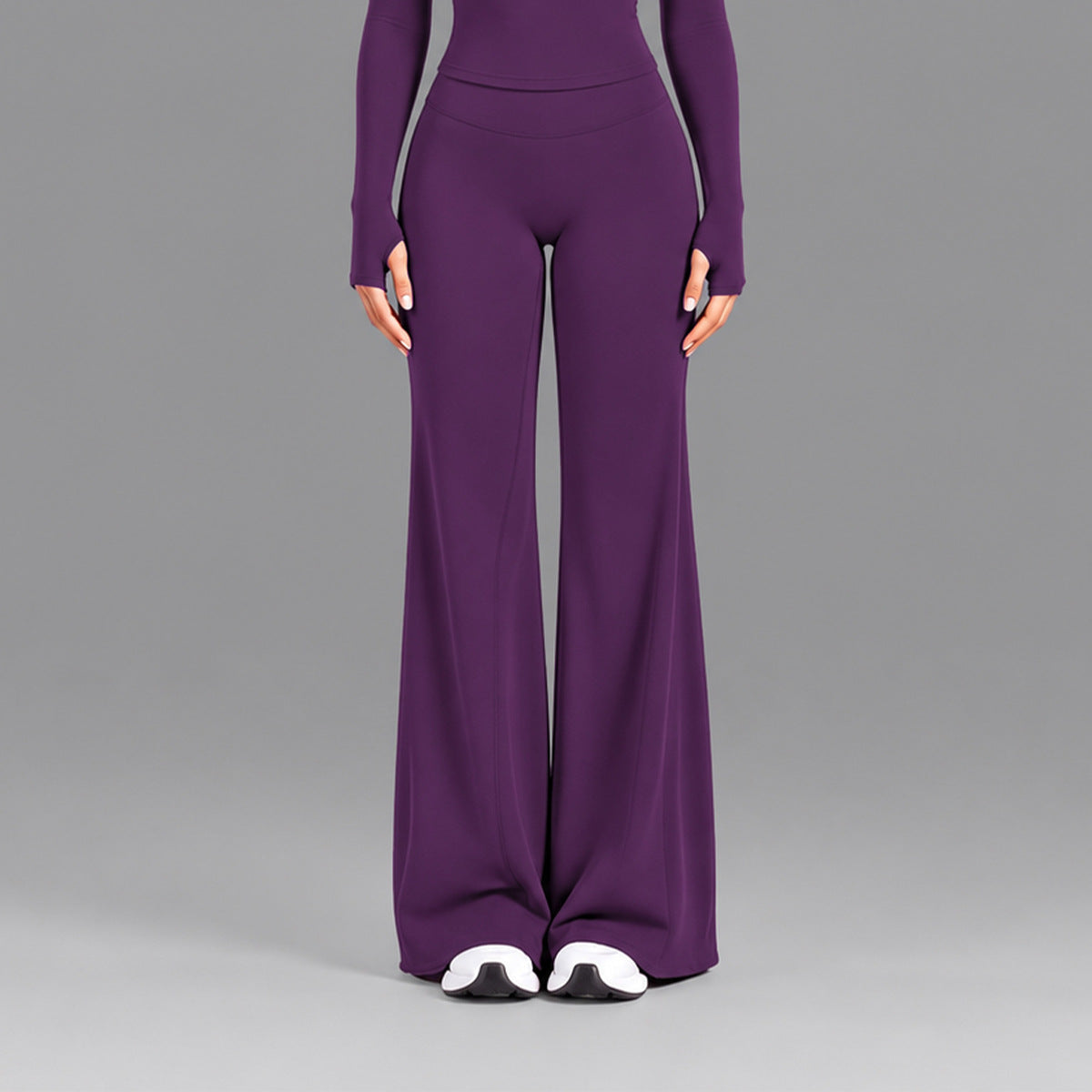 Wholesale Women’s Quick-Dry Ribbed Activewear Pants | High-Waist Straight-Leg Running & Yoga Pants | fouregg - Grape Purple