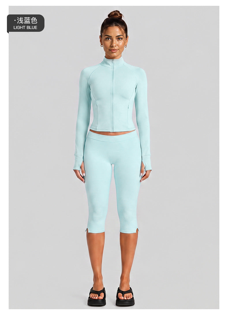 Wholesale Women’s Casual Tracksuit | Fitted Zip-Up Jacket & Versatile Outdoor Running Outfit | fouregg