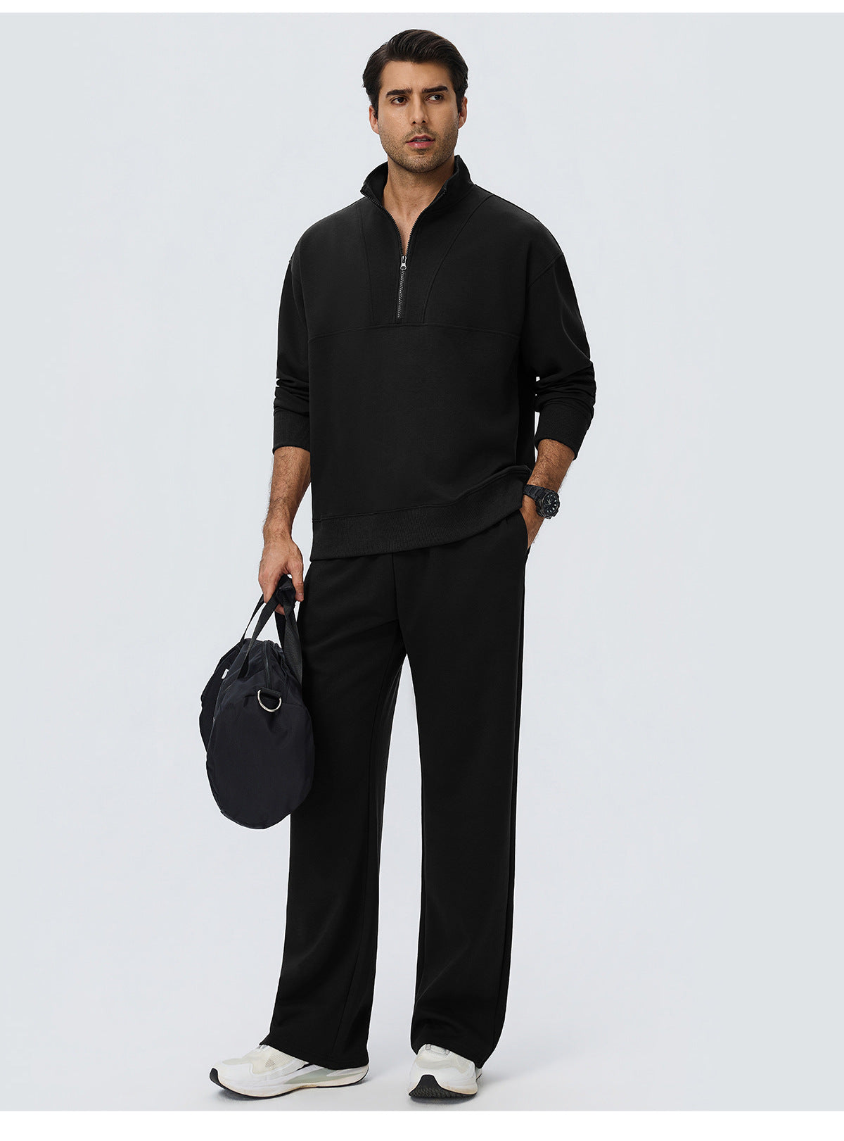 Wholesale Men’s Half-Zip Sports Pullover | Bulk Relaxed-Fit Thermal Workout Top 61531 | fouregg