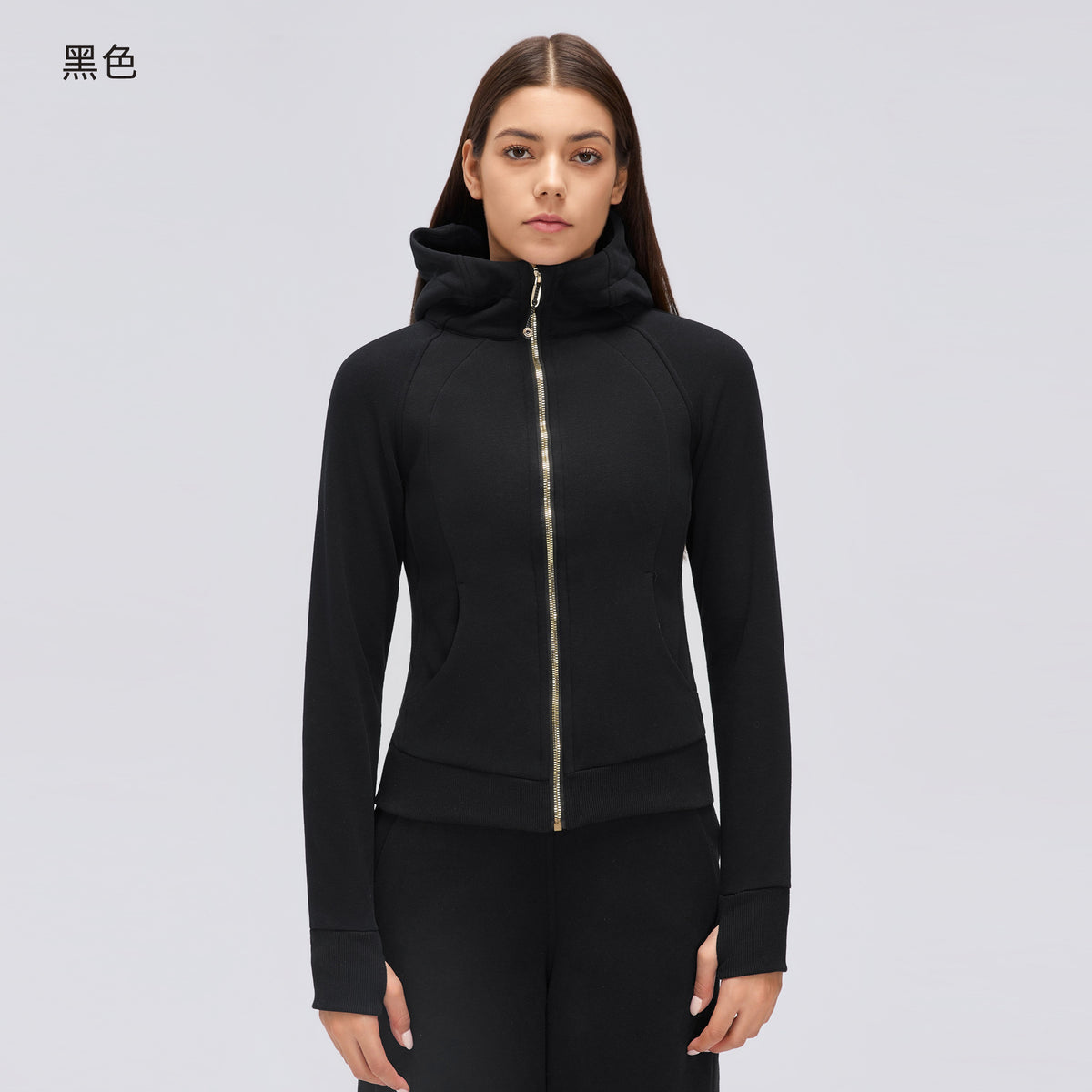 Wholesale Women’s Winter Puffer Jacket D26117 | Slimming Zip-Up Hooded Thermal Outerwear | fouregg - Black